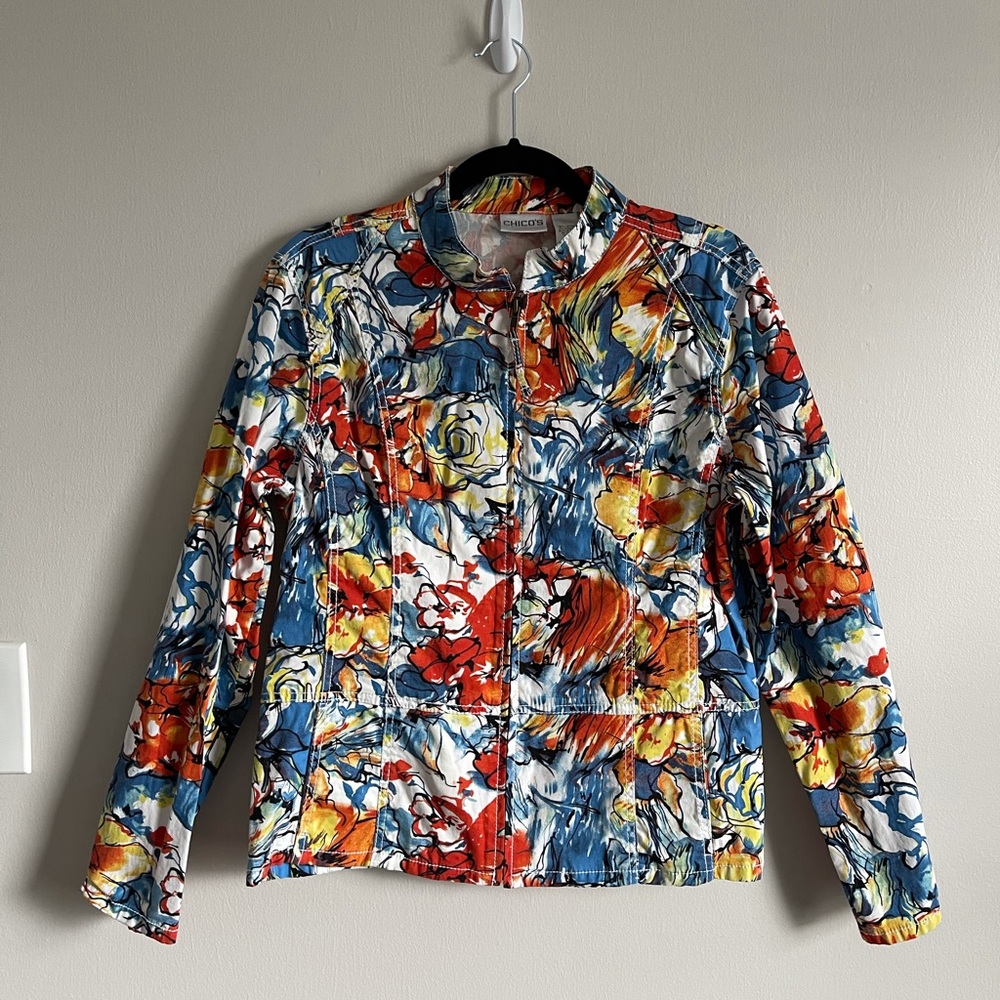 Chico’s Multicolored Zip Up Jacket